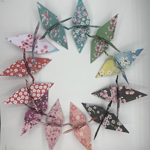 20 Origami Cranes – Symbol of Peace and Good Fortune, Colorful Cherry Blossom Paper, Assorted Patterns
