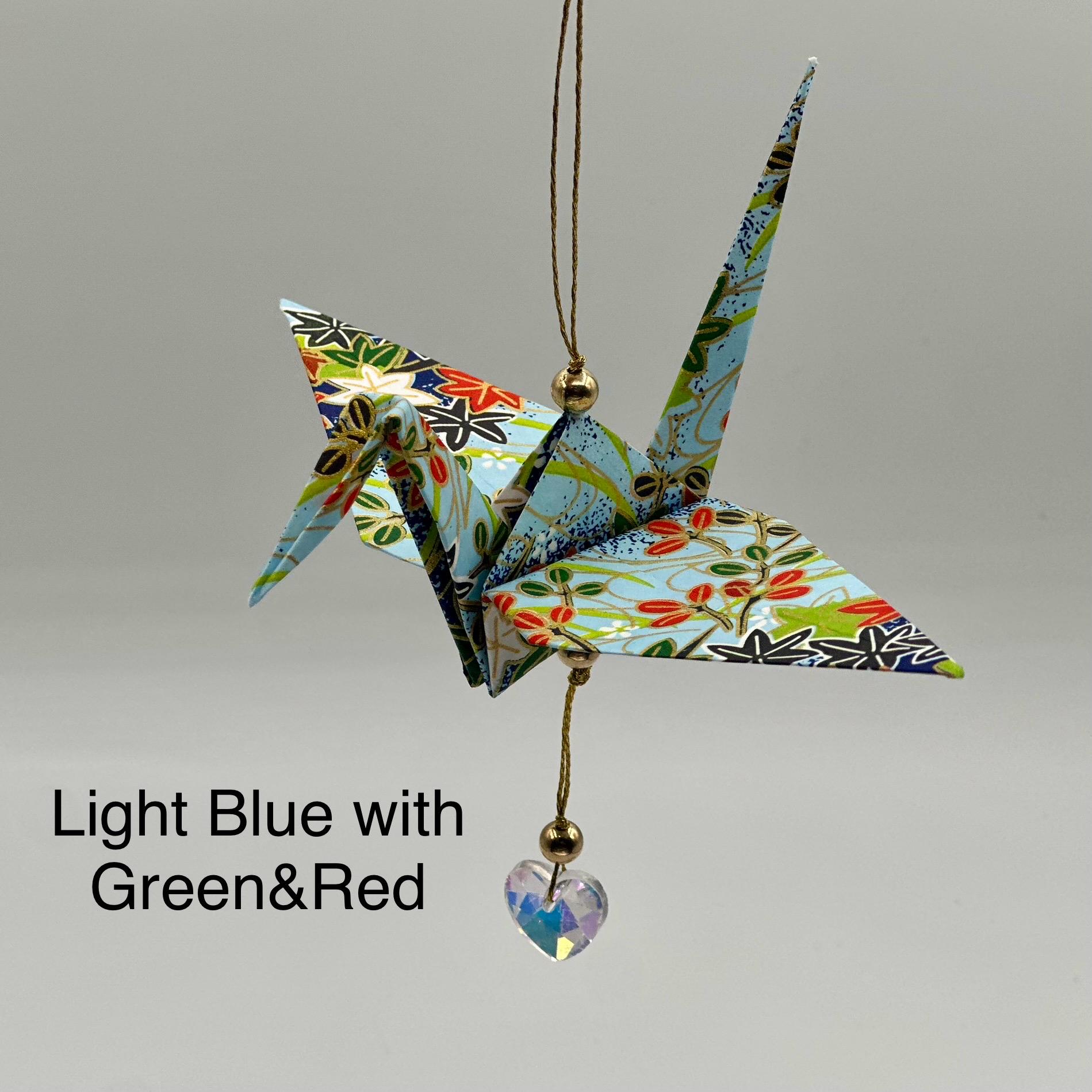 Blue Origami Crane Ornament - Yuzen Washi Paper, Crystal Accent - Etsy