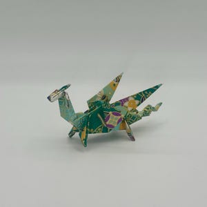 Origami Dragon – Symbol of Good Fortune, Strength, Power, and Prosperity, Standing with Wings Back, Premium Washi Paper, Decoration