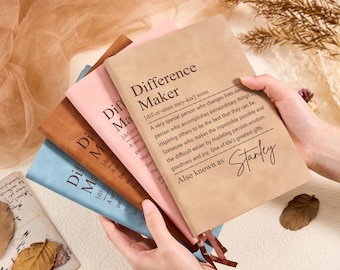 Verschil maker dagboek, leren notitieboekje, mentorcadeaus, cadeau voor collega, supervisor cadeau, bedankdagboek, therapeut cadeau waardering cadeau