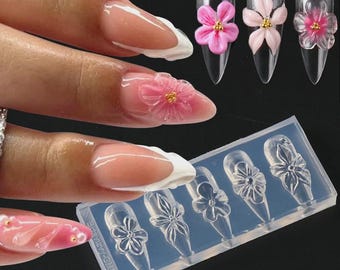 3D Flower Silicone Nail Mold Lily & Hibiscus Petals Carving