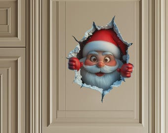 3D Stereo Santa Claus Break-Through Wall Decal Vinyl