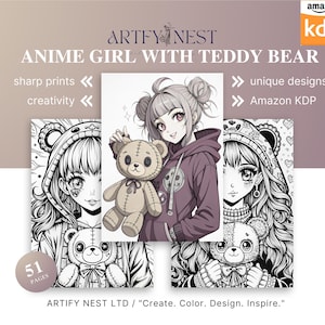 Anime Girl Coloring Book: 51 Page Printable Art (PDF)