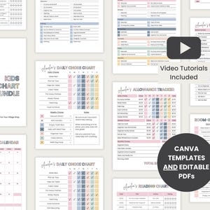Kids Chore Chart Canva Template Bundle, Daily Routine and Task Charts ...