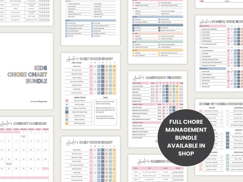 Kids Chore Chart: Editable Allowance Tracker Canva Template (PDF) - Etsy