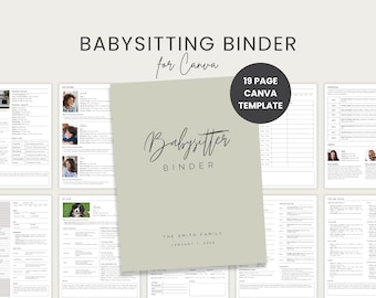 Babysitting Binder Canva Template Printable Babysitter Planner Childcare Schedule Infant Log Emergency Contacts Editable Nanny Guide