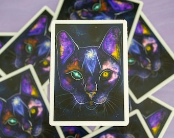 NASAの宇宙画像にインスパイアされた宇宙猫のポートレートステッカー - Kosmic Kitty