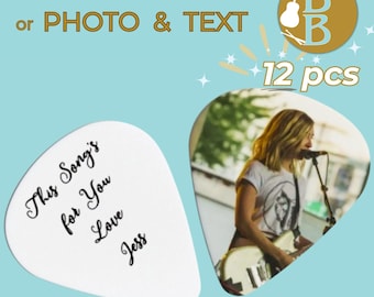 Personalized Guitar Pick Photo Text Customized  12pcs  Photo Gift for Him Her Musician Stocking Stuffer Personalized Christmas Present