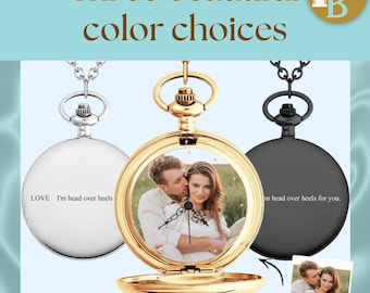 Reloj de bolsillo con foto personalizada, reloj con foto grabada, regalo, recuerdo conmemorativo