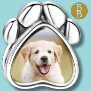 犬の足跡ペット写真チャーム スターリングシルバー製 ペット愛好家のための記念品