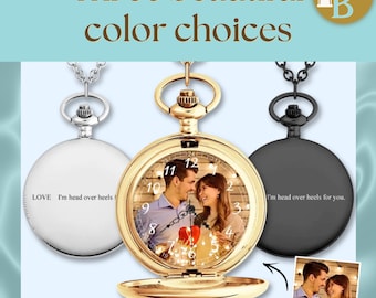 Custom Photo Pocket Watch Personalized Engraved Gift