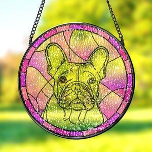 Personalized Pet Portrait Suncatcher Stained Glass Pet Ornament Remembrance Gift Pet Memorial Custom Art Dog Cat Portrait