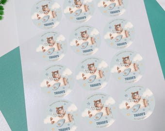 Aviator Bear Thank You Labels/Round Stickers/First Birthday Labels