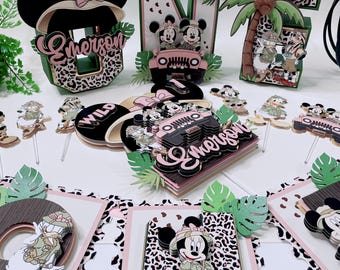 Minnie Mouse Safari/Minnie Mouse Cake Topper/Pink Safari/Minnie Mouse Birtdhay Party Decor/Minnie Mouse Safari Props/Minnie and Friends