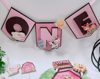 Farm Animals Party Decorations/Barnyard Birthday Decor/Farm Theme Party Favors for Kids/ Farm High Chair Banner.