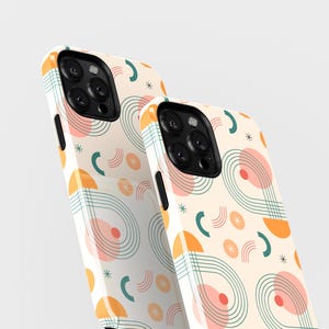 Retro Abstract iPhone Case: Soft Geometric Design, Durable Protection
