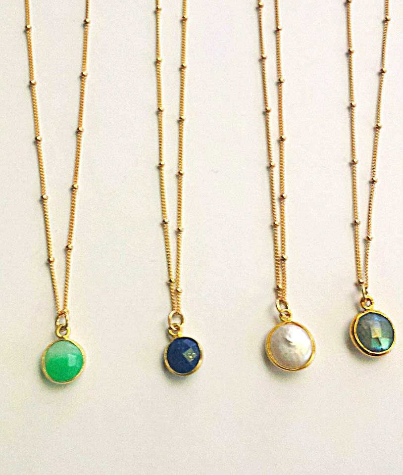 Gold Filled Satellite Chain Necklace With Lapis Lazuli Round - Etsy