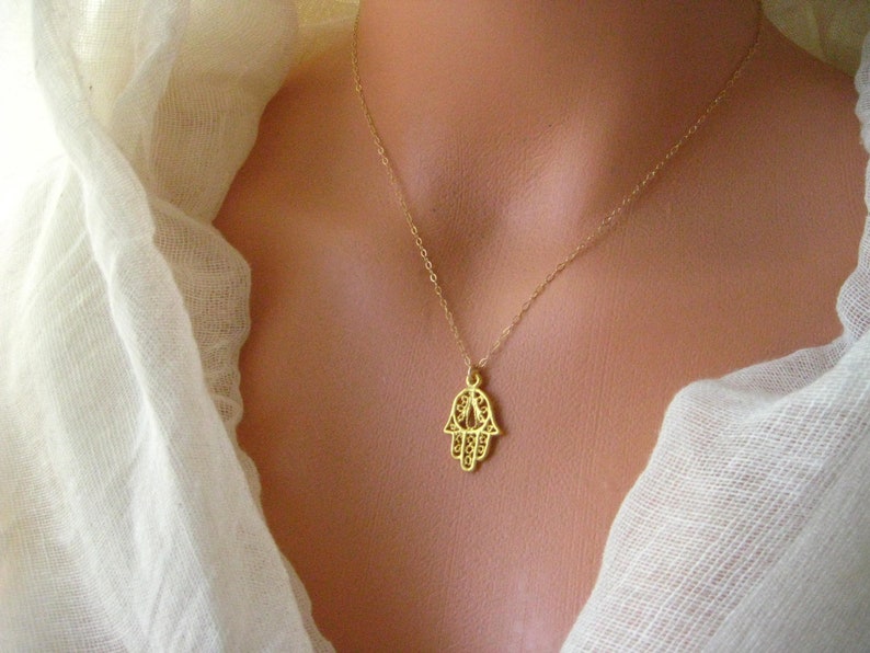 Gold Plated Fatima Hamsa Hand Necklace Series 3 protection - Etsy
