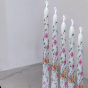 Handmade Floral Butterfly Taper Candles: Elegant Home Decor
