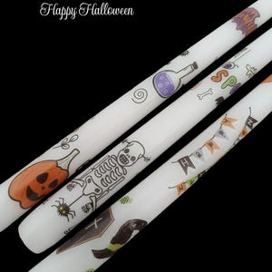 Halloween Taper Candles – Spooky Skeleton, Pumpkin and Witch Decor for Party, Table or Gift