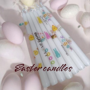 Set of Easter Taper Candles, Handmade Easter Candles, Unscented Easter Candles, Handcrafted Taper Candles, Easter Taper Candles