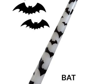 Gothic Bat Taper Candles, Halloween Table Decor, Spooky Dinner Party Set, Black White Hand Decorated Candles, Haunted House Decor