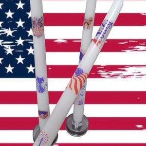 Bougies coniques patriotiques/ Lot de bougies du 4 juillet/ Bougies avec un décor patriotique/ Bougies du jour de l&#39;indépendance/ Bougies I love USA