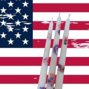Ensemble de bougies coniques patriotique : décoration Americana décorée à la main