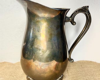 Vintage WM Rogers Silver-Plated Footed Water Pitcher