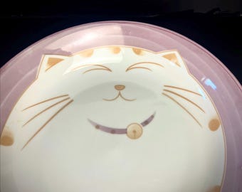 Mia Ko's Best Smiling Cat Porcelain Bowl Mauve
