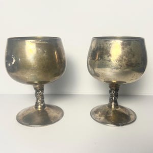 Vintage Silver Plated Cordial Goblet Cups (Set of 2)