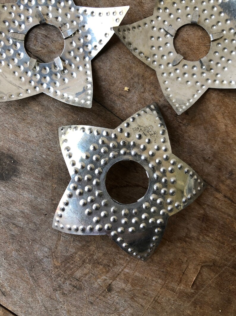 Vintage Punched Tin Christmas Tree Light Reflectors Craft Etsy