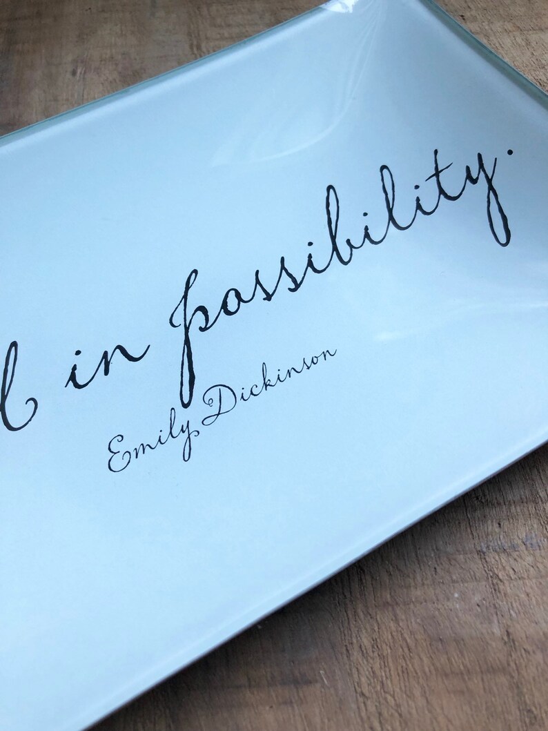 Beautiful Glass Decoupage Tray with Emily Dickinson Quote Etsy