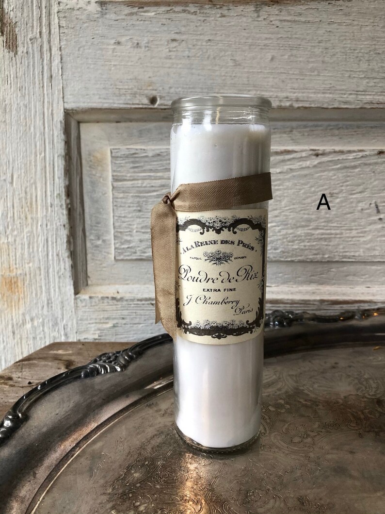 Vintage French Label Glass Pillar Sanctuary Candles Etsy