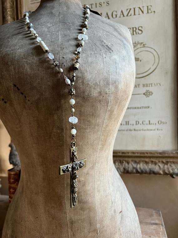 Vintage Handmade Rosary Chain Vintage Czech Beads 