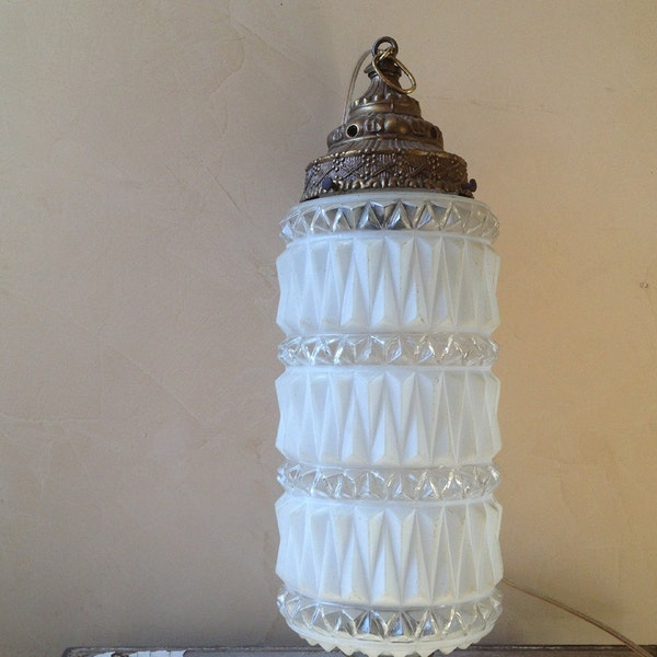 Vintage 1970s Tufted Glass Light Pendant