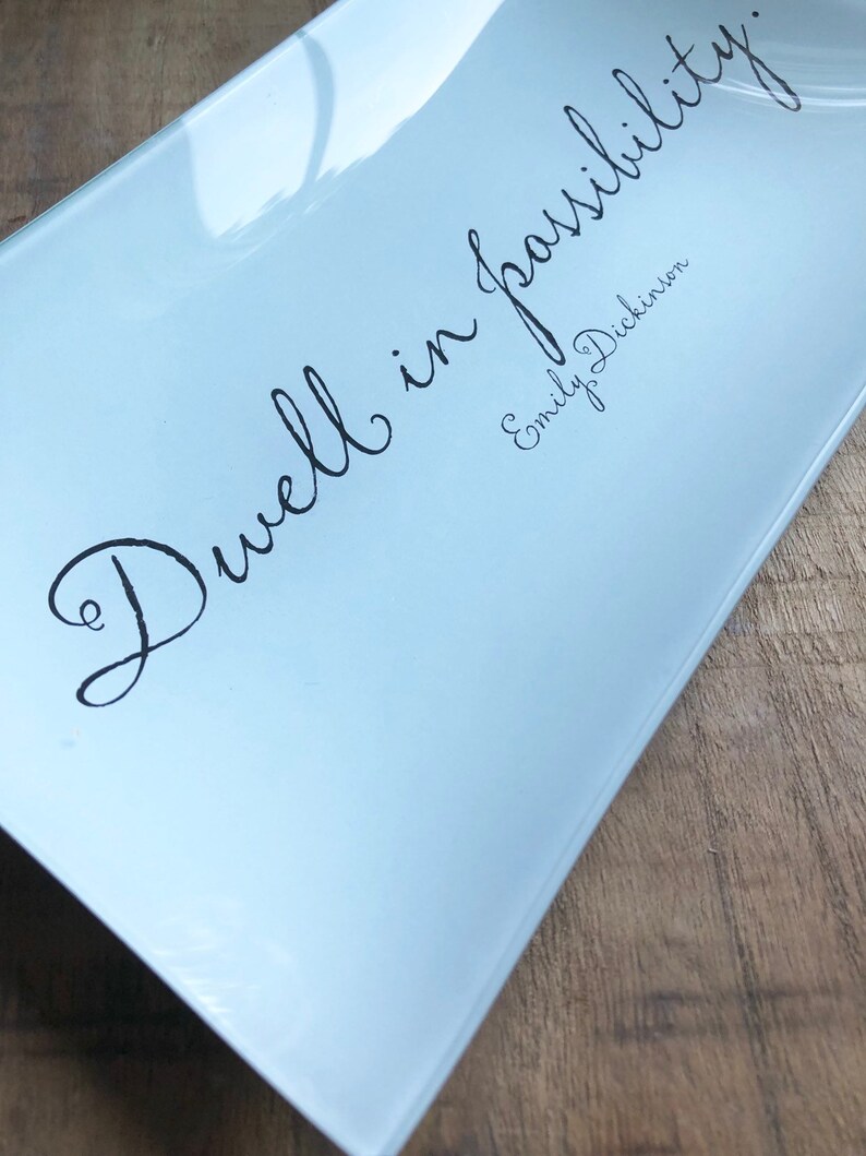 Beautiful Glass Decoupage Tray with Emily Dickinson Quote Etsy