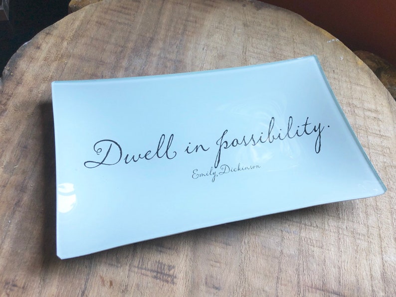 Beautiful Glass Decoupage Tray with Emily Dickinson Quote Etsy