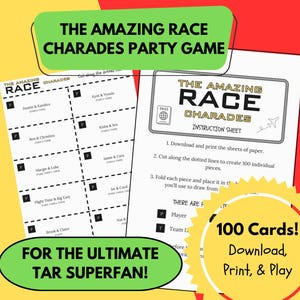 The Amazing Race Charades Game - Printable TV Show Fan Game, Instant Download for Reality TV Fans, Phil Keoghan Inspired Party Activity