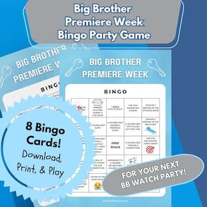 Big Brother Premiere Week Bingo Cards - Printable TV Show Fan Game, Instant Download for Reality TV Fans, Julie Chen Inspired Party Activity