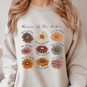 Felpa &quot;Donna della Bibbia&quot;/ Regalo floreale per donna cristiana/ Aspetta come Sara/ Ama come Rut/ Felpa religiosa/ Regalo per mamme cristiane