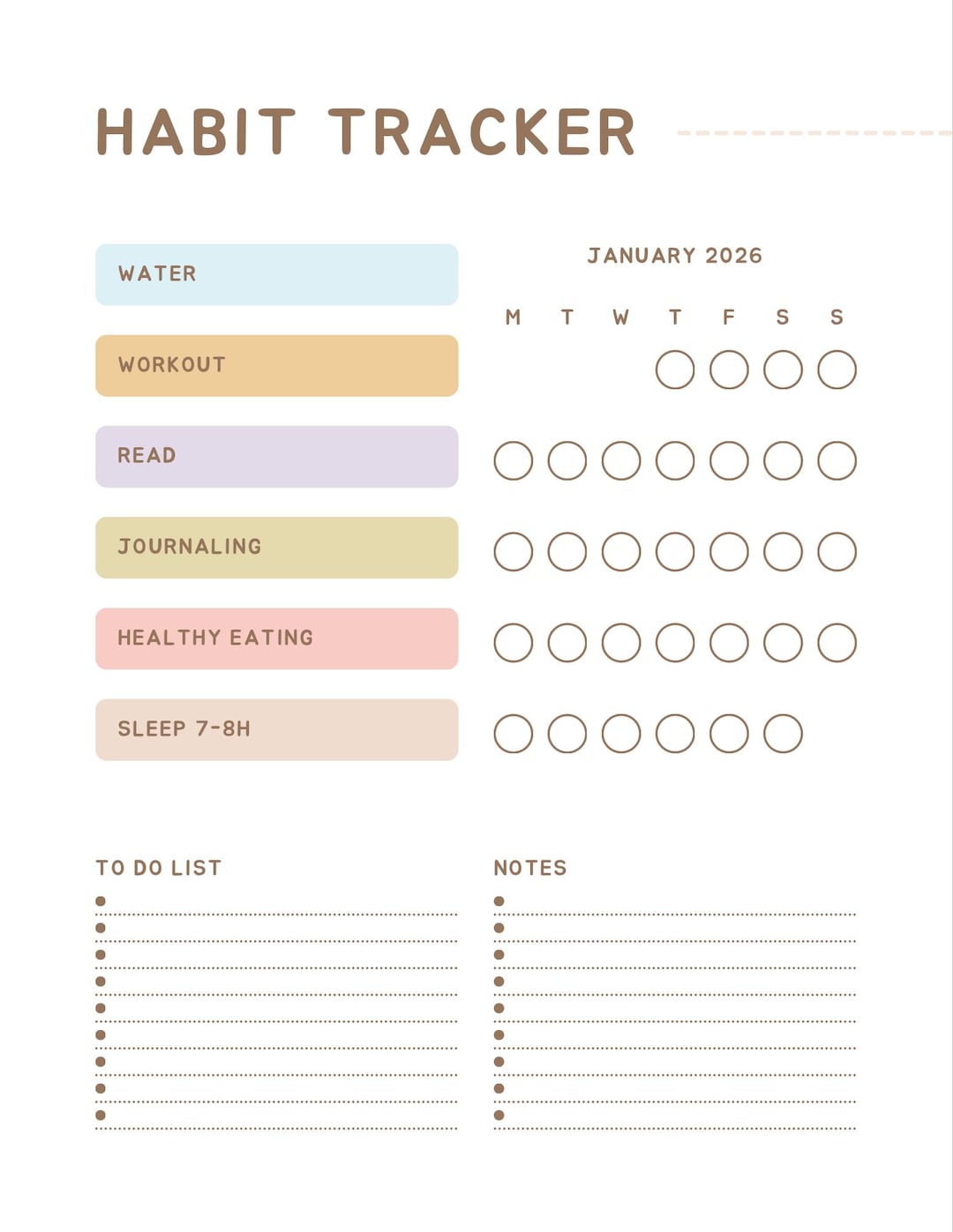 2026 Habit Tracker Printable PDF | Minimal Daily Habit Tracker | Read ...