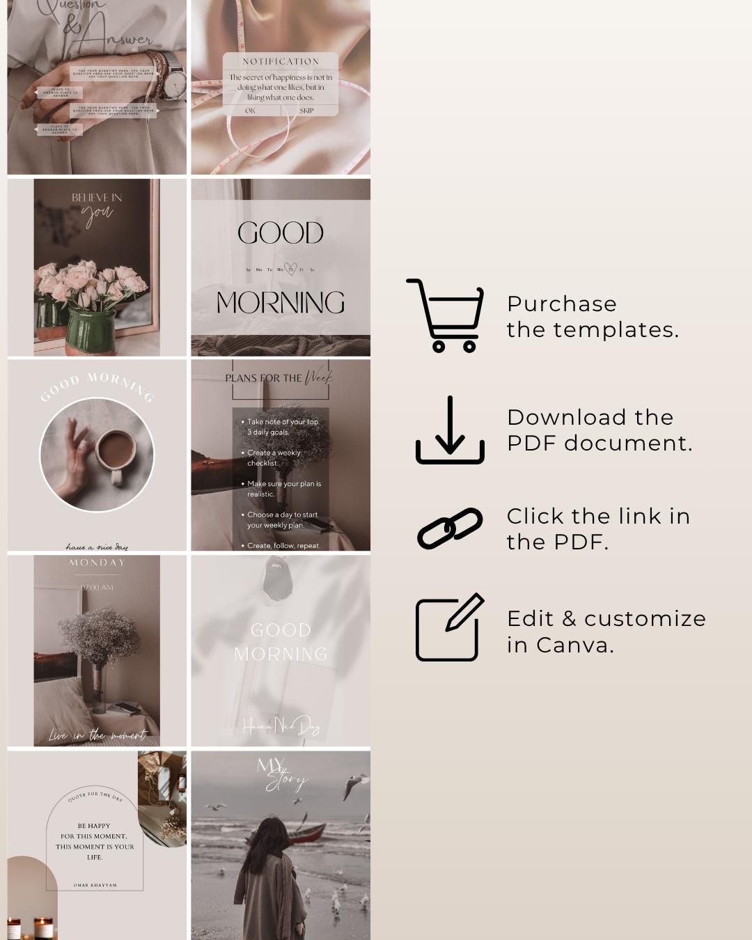 150 Editable Instagram Post Templates | Canva Social Media Bundle ...