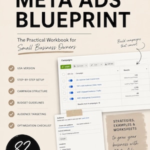 Meta Ads Blueprint Workbook | Facebook Instagram Ads Guide (Digital Download)