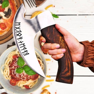 Custom Hand Forged Viking Pizza Cutter Axe | Pizza Axe for Kitchen Tool & camping | Best Groomsman, Birthday or Anniversary Gift
