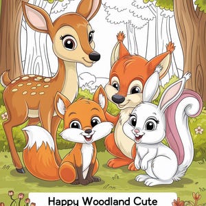 Happy Woodland Cute Animal Friends Coloring Book