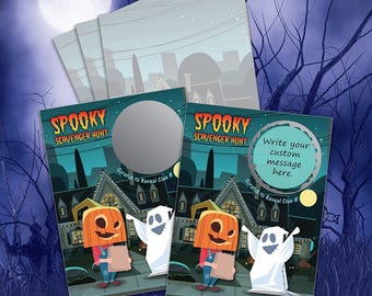 Spooky Halloween Scavenger Hunt Cards – Scratch Off Clues (20 Pack)
