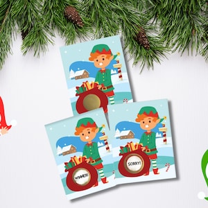 Elf Christmas Scratch Off Game: Holiday Party Game Cards