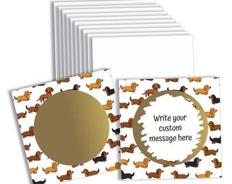 Mini Wiener Dog Dachshund DIY Scratch Off Cards – 2 x 2 Inch - 50 Pack