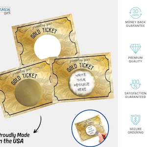 DIY Gold Ticket Round Scratch Off Cards: Small Business Promotion (20-Pack)